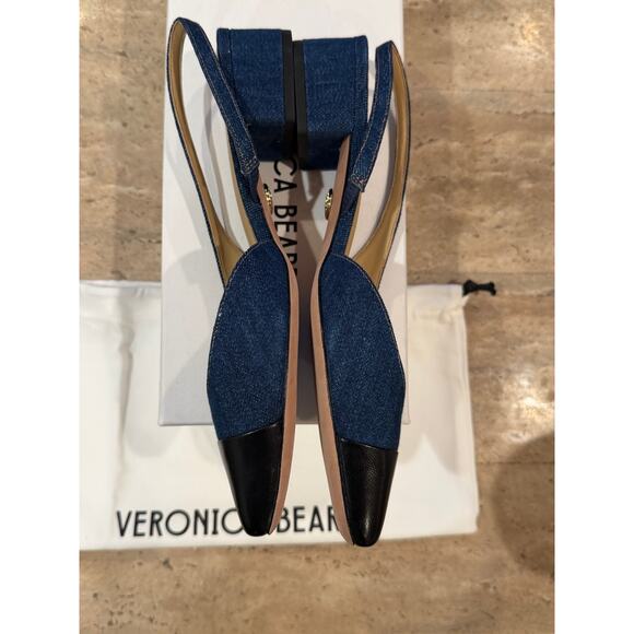 NEW Veronica Beard Cecile Dark Denim Cap-Toe Slingback size 9 - Picture 4 of 8